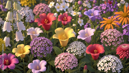 Vivid flowers in various shapes