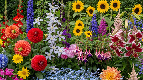 Vivid flowers in various shapes