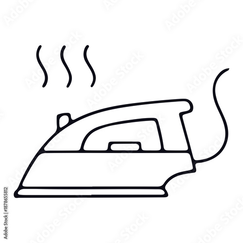 Ironing Machine Illustration: A minimalistic illustration depicts a classic iron emitting steam, symbolizing the process of smoothing and removing wrinkles from garments.