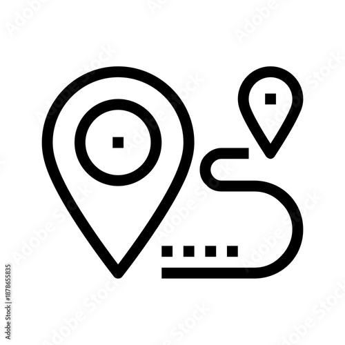 Navigating to Destination: A straightforward illustration of location pins, tracing a clear path. conveys journey, pinpointing a destination with graphic elegance.