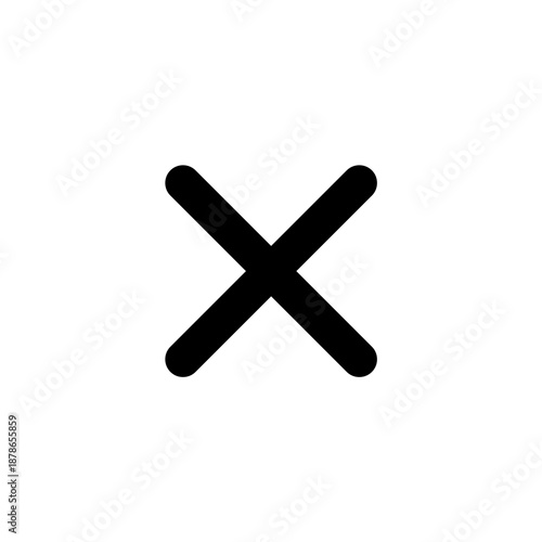 Elimination Symbol: A simple, bold, black X mark, signifying rejection or cancellation, stands out against a stark background.