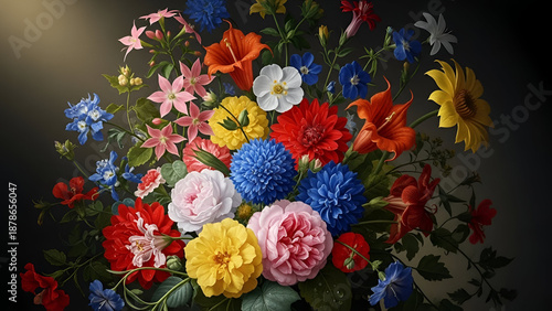 Vivid flowers in various shapes