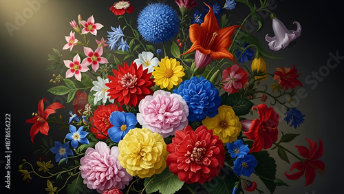 Vivid flowers in various shapes