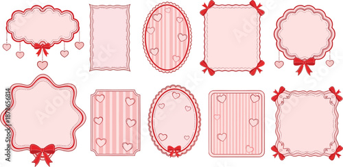 Collection of pink and red decorative frames and borders