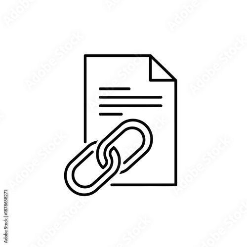 Close-up of Document with Chain Link Icon Representing Data Link or Connection