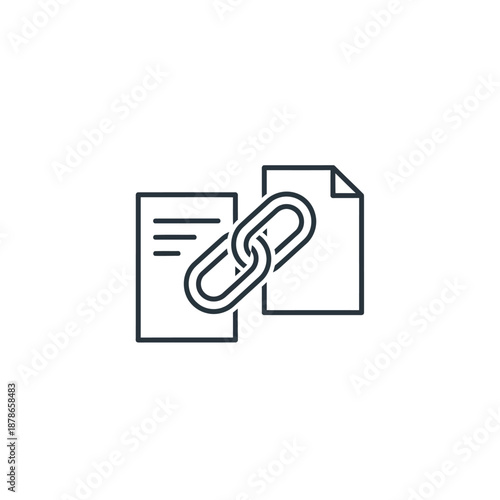 Close-up of Paper Document with Link Icon for Digital Connection and Data Sharing