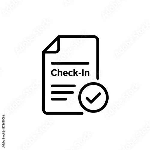 Digital Check-In Document with Verification Icon for Travel and Hospitality