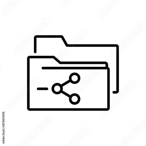Digital File Sharing Concept with Folder and Network Icon for Data Transfer