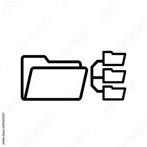 Digital Folder Icon with Network Connection Symbols for Data Management