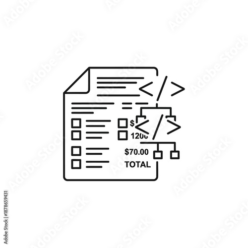 Digital Receipt with Hovering Checkmark and Total Amount Display