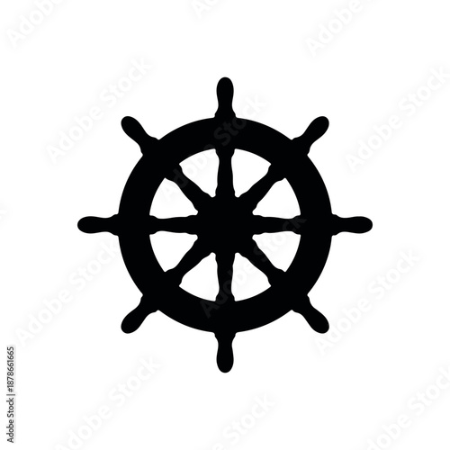 Ship's wheel silhouette vector flat illustration design.