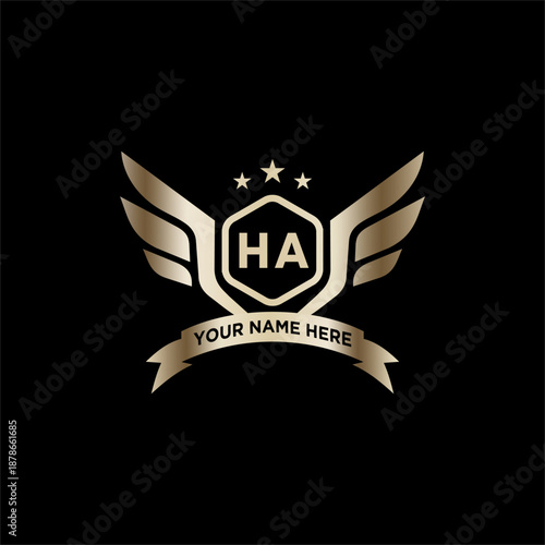 HA Initials Eagle Logo Icon Education Stock Vector