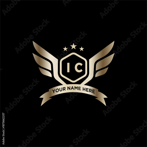 IC Initials Eagle Logo Icon Education Stock Vector