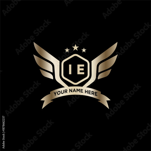 IE Initials Eagle Logo Icon Education Stock Vector