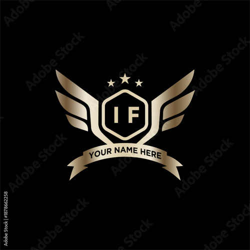 IF Initials Eagle Logo Icon Education Stock Vector