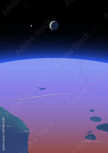 Africa continent vector illustration. Orbital view. Space landscape