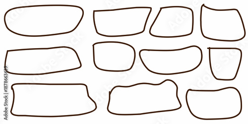 Abstract chocolate shape collection set. Random chocolate lumps in the collection set.