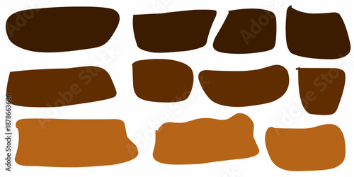 Abstract chocolate shape collection set. Random chocolate lumps in the collection set.