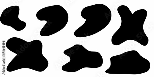 Abstract black shapes. Random black blobs in a collection set.