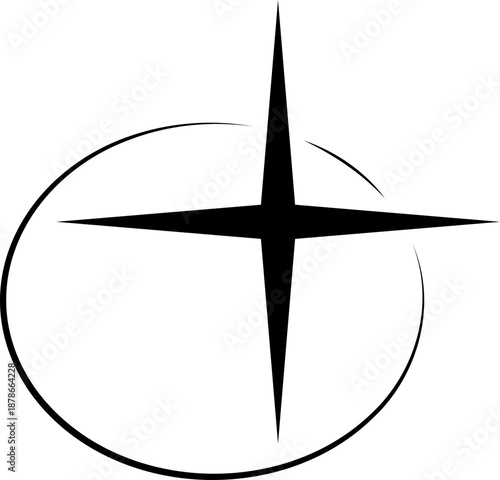 Flat Star with Oval 90s Style Vector