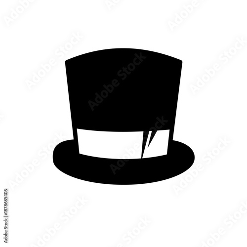black top hat isolated on white - vector icon
