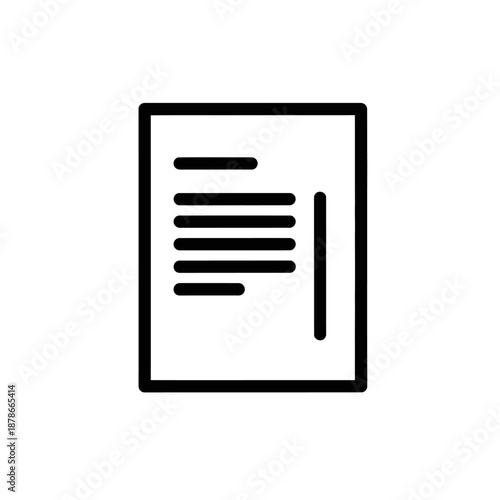 Document Icon with Text Lines and Vertical Margin Illustration for Digital Files