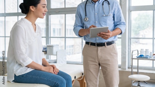 Doctor and patient in clinic consultation