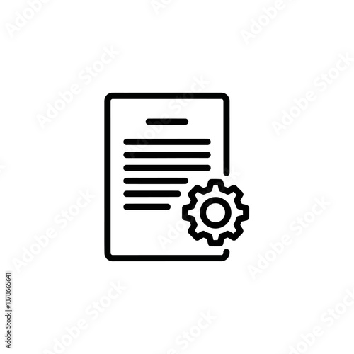 Document with Gear Icon Representing Settings or Configuration Process for Digital Files