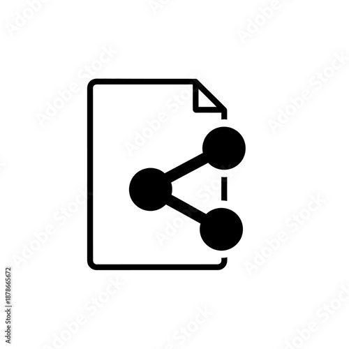 Document Sharing Icon with Connectors for Digital Communication and Data Transfer