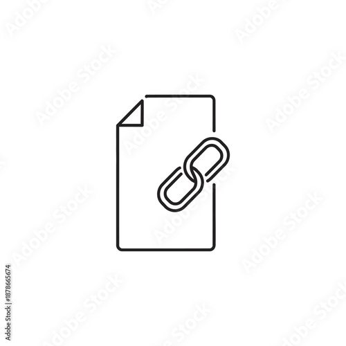 Document with Link Icon for Digital Files and Data Sharing Concepts