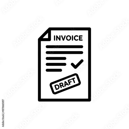 Draft Invoice Document with Checkmark and Text for Business and Finance Needs