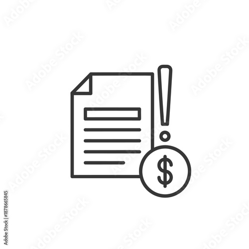 Financial Document Alert Icon with Exclamation Mark and Dollar Sign