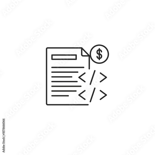 Financial Document with Coding and Payment Icon for Business and Technology Concepts