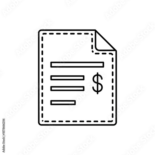 Financial Document with Dollar Sign and Text, Business Report or Invoice Concept for Professional Use