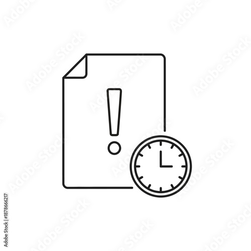 Important Document Warning Sign with Clock Icon for Time Sensitive Notices