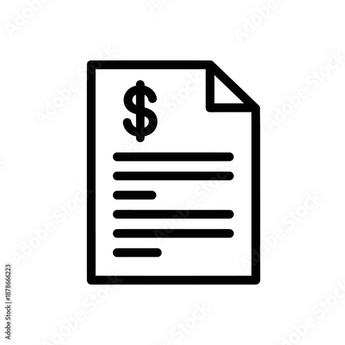 Financial Document with Dollar Sign Icon for Business and Banking Concepts
