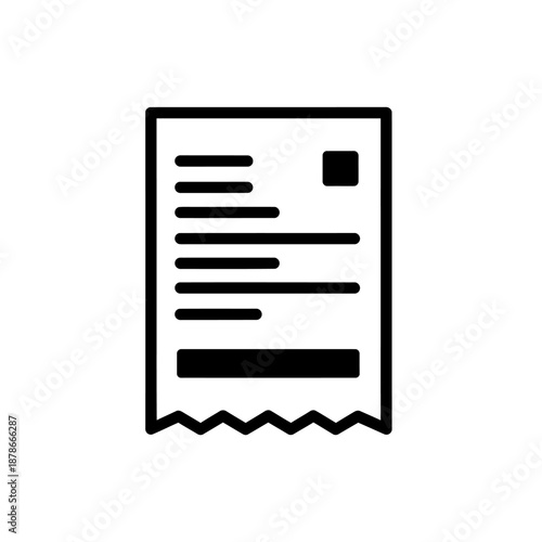 Minimalist Black Outline Receipt Illustration for Business and Commerce Visuals