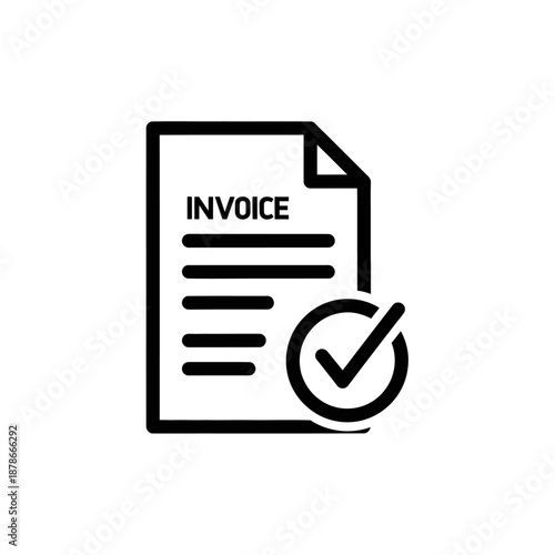Invoice Document with Checkmark Icon for Business and Financial Services
