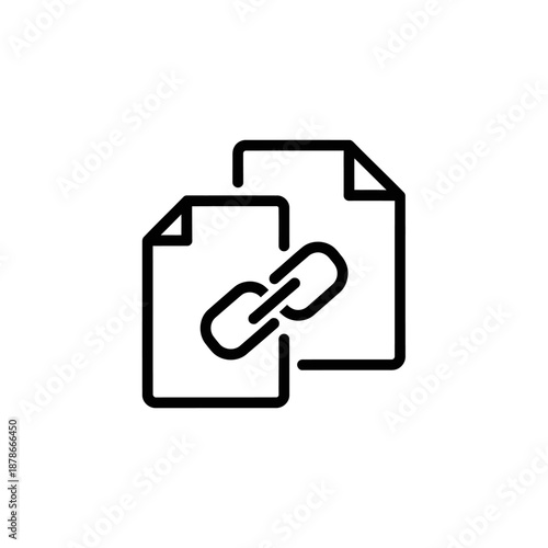 Linking Documents Icon - Concept of File Sharing and Data Connectivity
