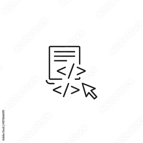 Minimalist Digital Code Icon Illustration for Technology and Programming Concepts