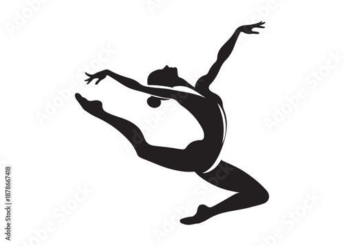 gymnastics logo silhouette vector, gymnast silhouette logo illustration, fitness gymnastic logo silhouette sportswoman vector, gymnastics poses logo silhouette vector on white background