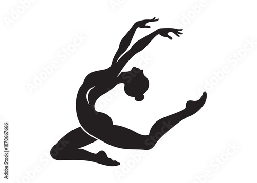 gymnastics logo silhouette vector, gymnast silhouette logo illustration, fitness gymnastic logo silhouette sportswoman vector, gymnastics poses logo silhouette vector on white background
