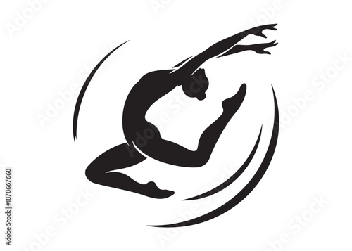 gymnastics logo silhouette vector, gymnast silhouette logo illustration, fitness gymnastic logo silhouette sportswoman vector, gymnastics poses logo silhouette vector on white background