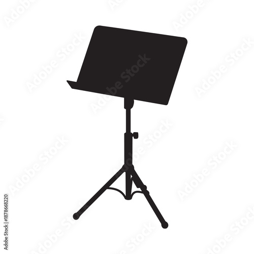 a black silhouette of a music stand on a white background