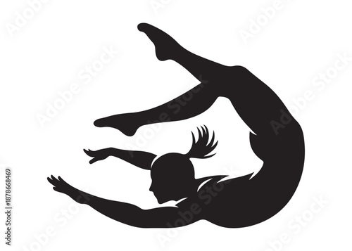 gymnastics logo silhouette vector, gymnast silhouette logo illustration, fitness gymnastic logo silhouette sportswoman vector, gymnastics poses logo silhouette vector on white background
