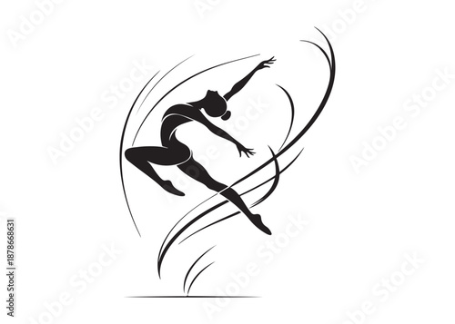 gymnastics logo silhouette vector, gymnast silhouette logo illustration, fitness gymnastic logo silhouette sportswoman vector, gymnastics poses logo silhouette vector on white background