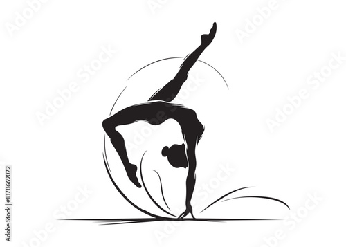gymnastics logo silhouette vector, gymnast silhouette logo illustration, fitness gymnastic logo silhouette sportswoman vector, gymnastics poses logo silhouette vector on white background