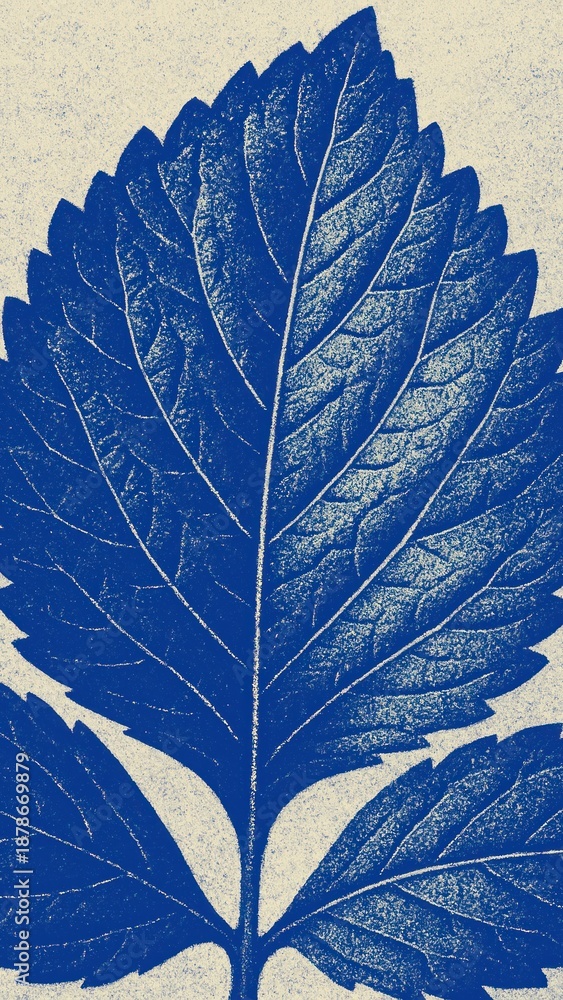 Fototapeta premium Bold blue leaf mobile wallpaper