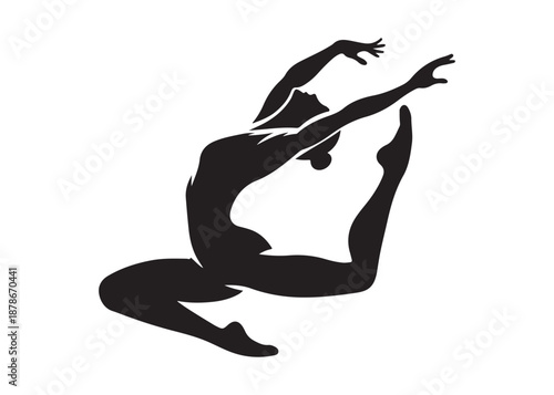 gymnastics logo silhouette vector, gymnast silhouette logo illustration, fitness gymnastic logo silhouette sportswoman vector, gymnastics poses logo silhouette vector on white background