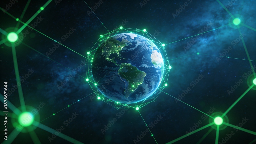 Fototapeta premium Earth with glowing network connections